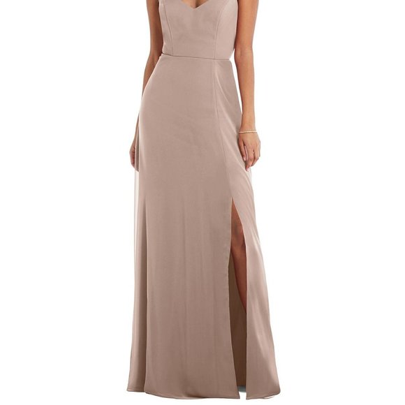 After Six 1548....Tie-Back Cutout Maxi Dress with Front Slit....Topaz..Size 10 - Picture 2 of 7